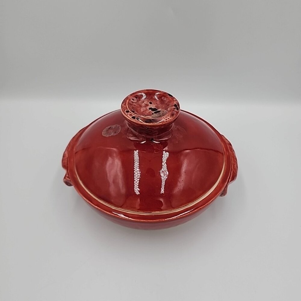 Studio Art Pottery Casserole Dish Lidded Stoneware Handles Handcrafted Signed